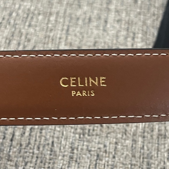 Celine triomphe Tan Leather Belt with Gold Accent - Picture 9 of 10